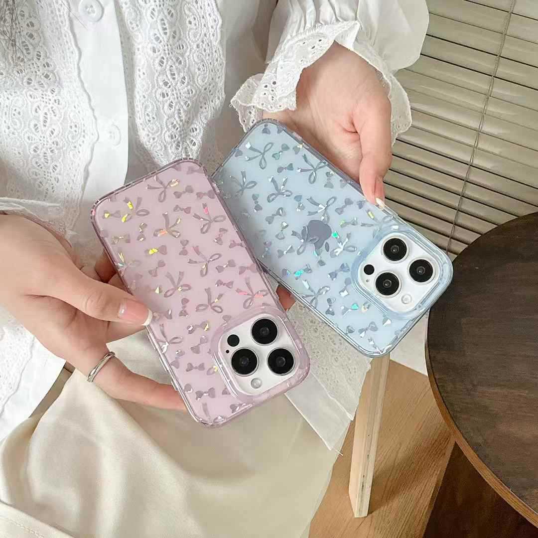 Lazo de pantalla completa láser coreano ins para iphone15ProMax/16 funda para teléfono móvil 13 Apple 14 girl