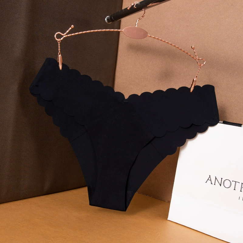 Женские бесшовные бикини-с underwear с волнистым краем, дышащий хлопковый промежности, талия V, мягкое ощущение ледяной шелкови