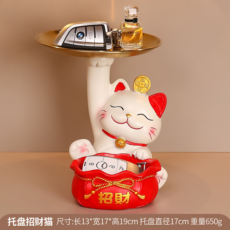 Gato afortunado nueva decoración del hogar pasillo clave de almacenamiento de recepción apertura decoración inauguración nueva bandeja de regalo para el hogar gato