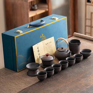 Purple pottery beam pot kung fu tea set purple sand vintage cover Bowl Tea Cup home office teapot suit tea cup light luxury