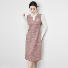 2513803-南油高货法式温柔优雅千金小香粗花呢无袖背心加厚连衣裙