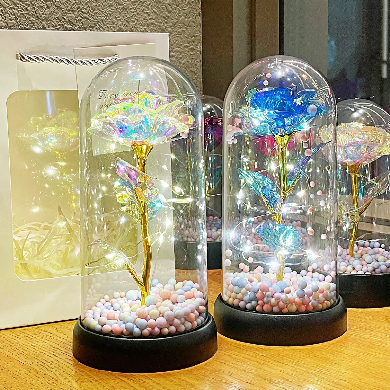 Creative Rose Night Light Artificial Bouquet Immortal Flower Decorative Ornaments Valentine's Day Night Market Park Stall Wholesale