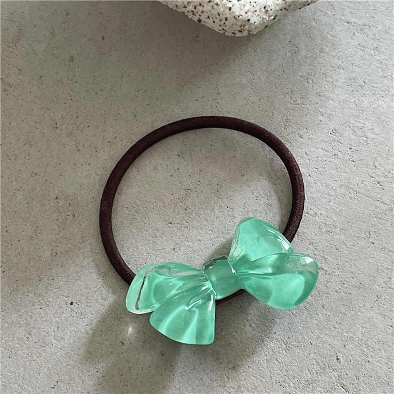 Summer Fresh Style Jelly Texture Acrylic Bow Hair Ring Horsetail Hair Rope Hair Strap Sweet New_voghion.com