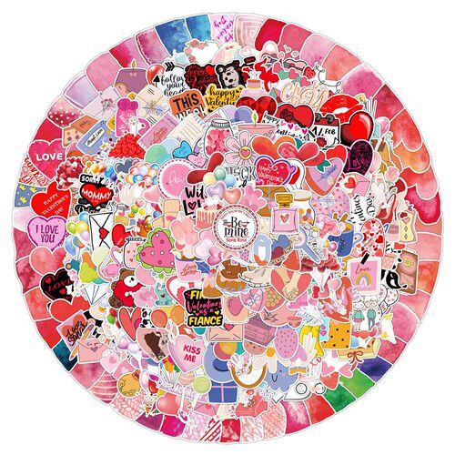 50 Valentine's Day graffiti stickers for mobile phones, computers, wall cabinets, waterproof decorative stickers, creative stationery stickers