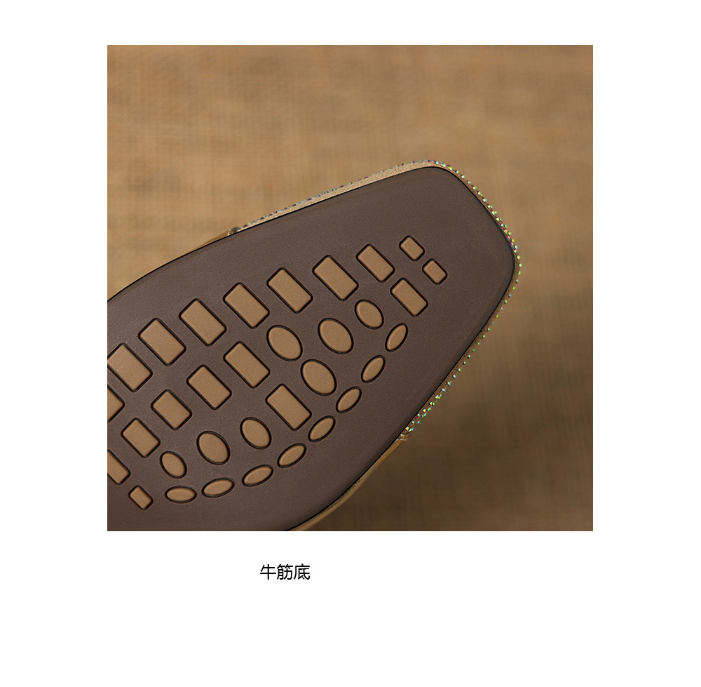 Sandal nữ mũi vuông bít mũi hở gót, gót 5 cm, phong cách tiểu hương — màu vàng chi tiết 18