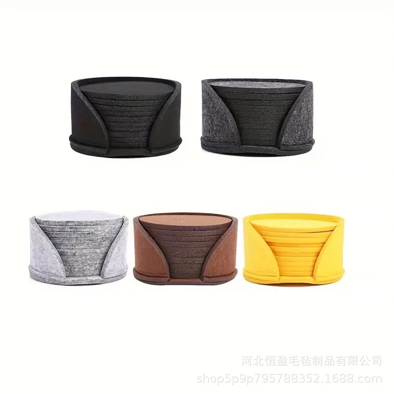 亚马逊跨境新款毛毡吸水杯垫套装咖啡杯垫酒杯垫子隔热沥水垫防滑