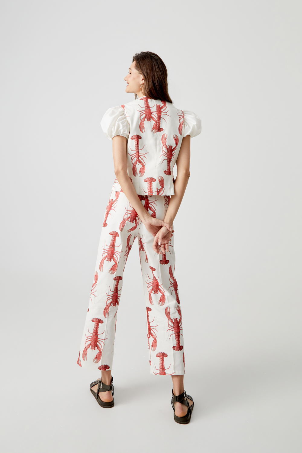 112g Weight Short Sleeve Sleeve Length Polyester Fabric Type Pant Co-ord Set Sets Type 2 Pieces Set Quantity Holiday Occasion V Neck Neckline Regular Fit Fit Type Lobster Pattern Summer Season Women's Gender Printing Design Streetwear Style Holiday Women's Streetwear Lobster Polyester Printing Pant Co-ord Set Pants Sets 6