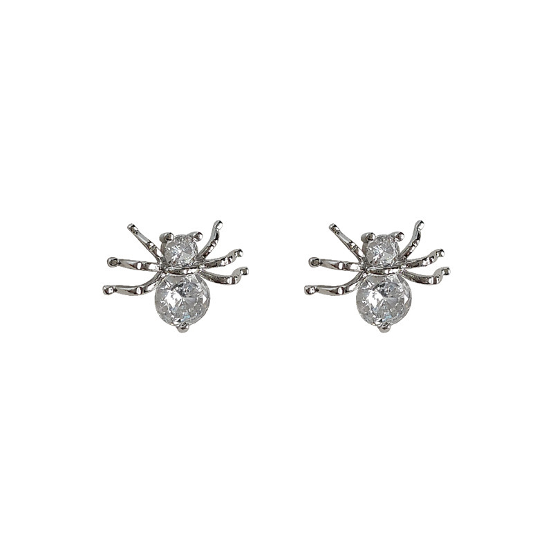 Spider Pattern Women's Gender 1 Pair Halloween Cool Style Spider Inlay Copper Zircon Ear Studs
