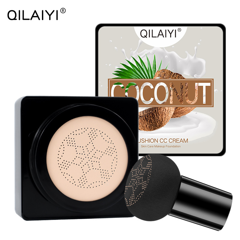 QILAIYI-3105 Coconut Mushroom Cushion Foundation Moisturizing Concealer with High Adhesion Creamy Skin Cross-Border Exclusive
