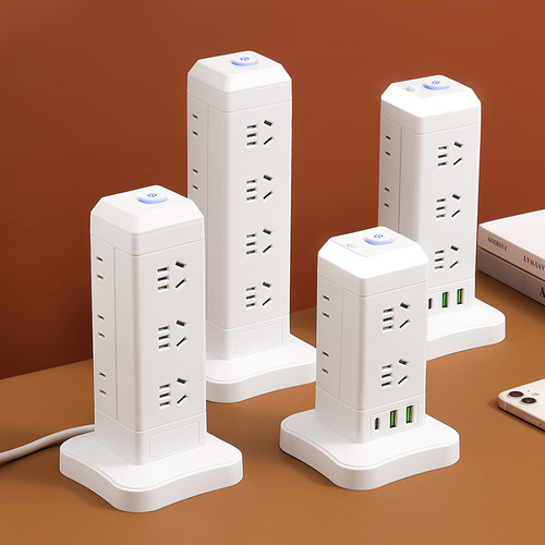 Vertical tower socket Rubik's cube strip household multi-functional plug board porous wiring board USB plug strip with night light