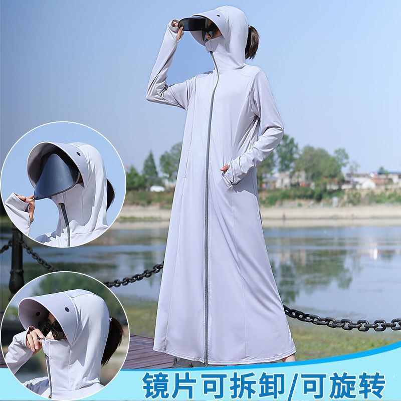 Sun Protection Clothing, Long-Sleeved, Thin, Long-Style, Women's Outerwear, Full-Body Sun Protection Clothing, Electric Bike Summer Sun Protection Jacket, Uv Protection