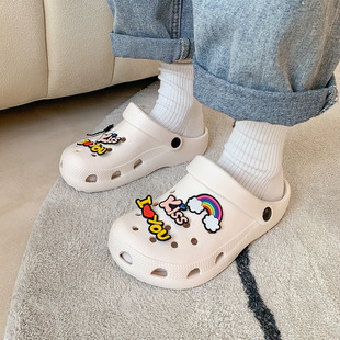 Hole Slippers Women's Outer Wear Cartoon Rainbow Non-slip Shit-on-shit Thick Bottom Beach Shoes Cross-border Hot Diy Slippers