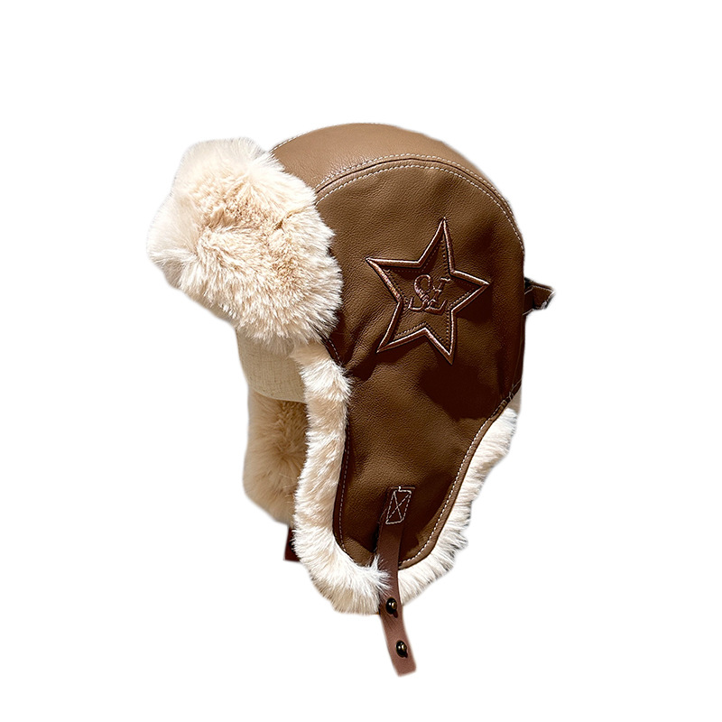 Sombrero de piel de pelúcia de aviador retro para niños y niñas, gorras de esquí de protección de oídos cálidas para niños y niñas