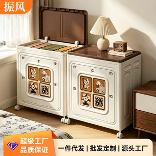 衣服收纳箱整理箱大容量超大家用翻盖带轮可折叠衣物被子储物柜