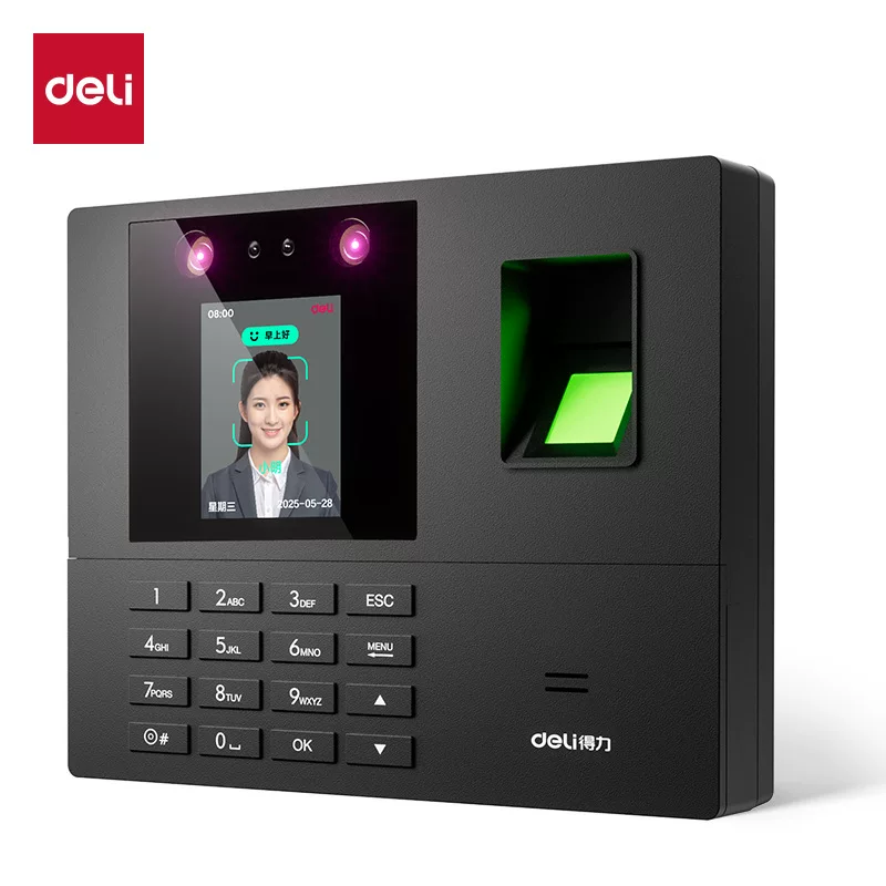 Deli 34521W Face Recognition Attendance Machine Face Fingerprint Recognition Attendance Machine Bluetooth Connection Mobile Phone Code