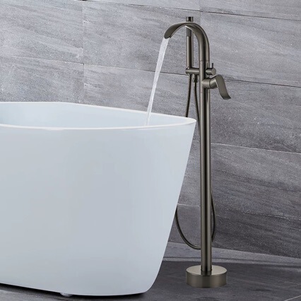Cross-Border Exclusive Supply of Floor-Standing Bathtub Faucets, Dual-Type Rust-Proof and Scratch-Resistant Chrome-Plated Bathtub Faucet Set, All Copper