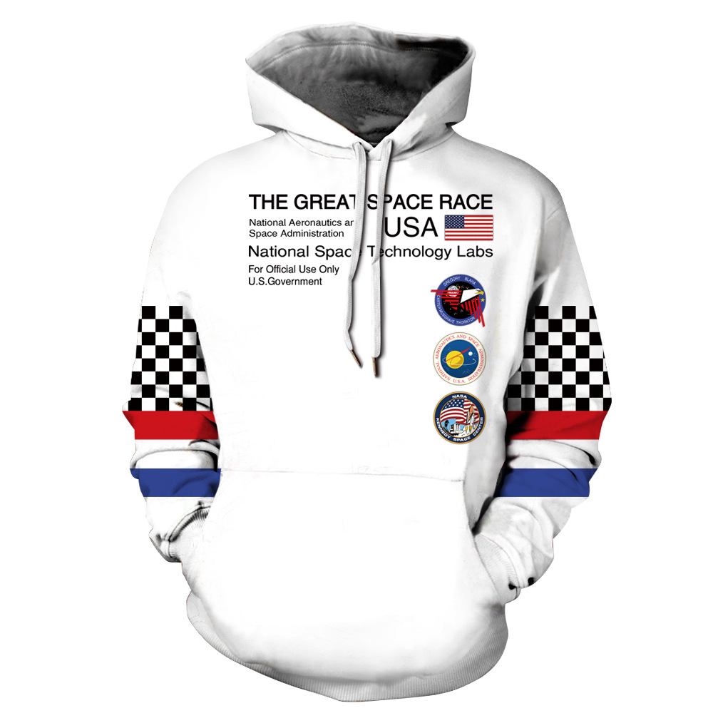 Suéter con capucha de moda juvenil con estampado digital 3D de la serie espacial suelta casual europea y americana