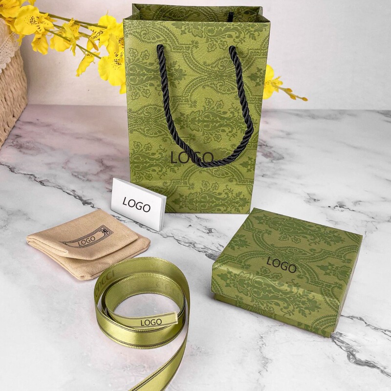 Gujia Gucci G Home Jewelry Jewelry Green Full Set Half Lid Packaging Box Jewelry Bag High-end Packaging Gift Box