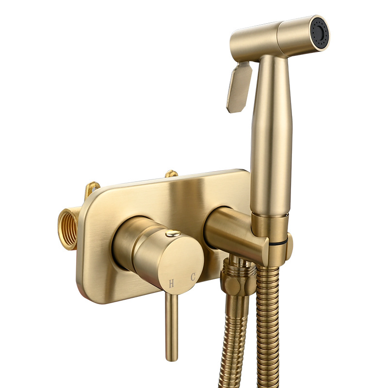 Oculta inodoro a presión pistola traje caliente y fría de las mujeres boquilla limpiador negro aseo socio lavado a presión pequeña ducha