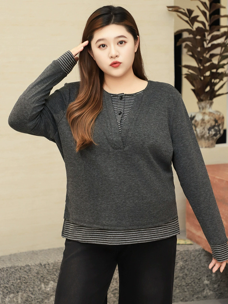 Extra large body-friendly set, colored long-sleeve, plus size