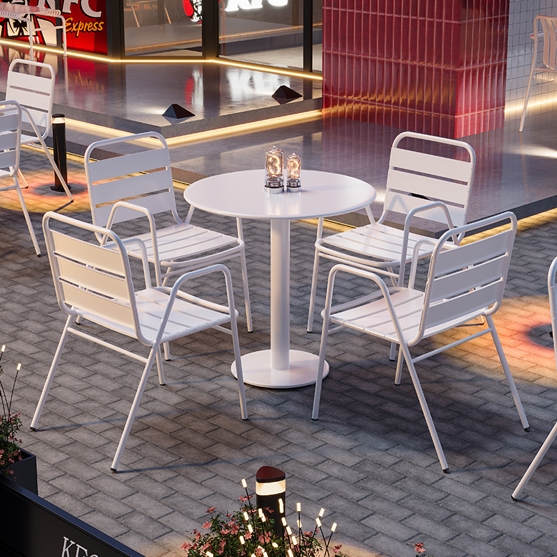 Milk Tea Shop Outdoor Table and Chair Combination Coffee Shop Courtyard Outdoor Outdoor Table and Four Chair Combination Outdoor Leisure Chair suit