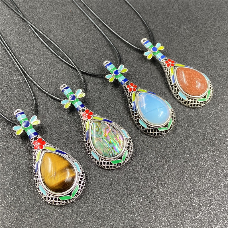 Gem Inlaid Pipa Multicolor Pendant Brooch Necklace Accessories display picture 17