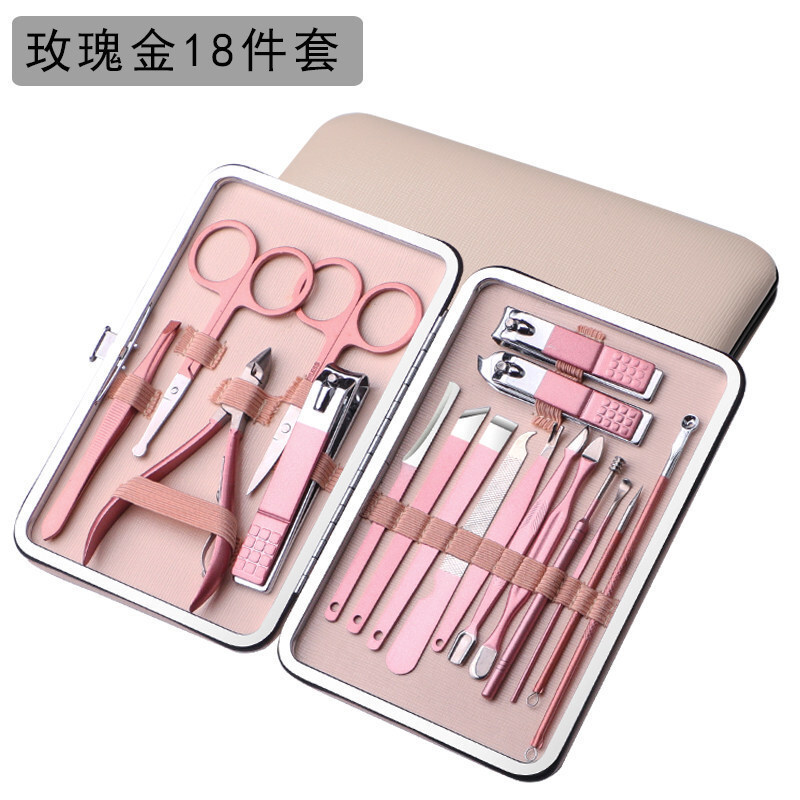 Cortadora de uñas pinzas de garganta 18 herramientas de manicura caseras de manicura conjunto de cuchillos de pedicura piezas de manicura