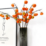 仿真鲜切南瓜枝圣诞室内装饰水果枝造景摄影插花假花南瓜厂家批发