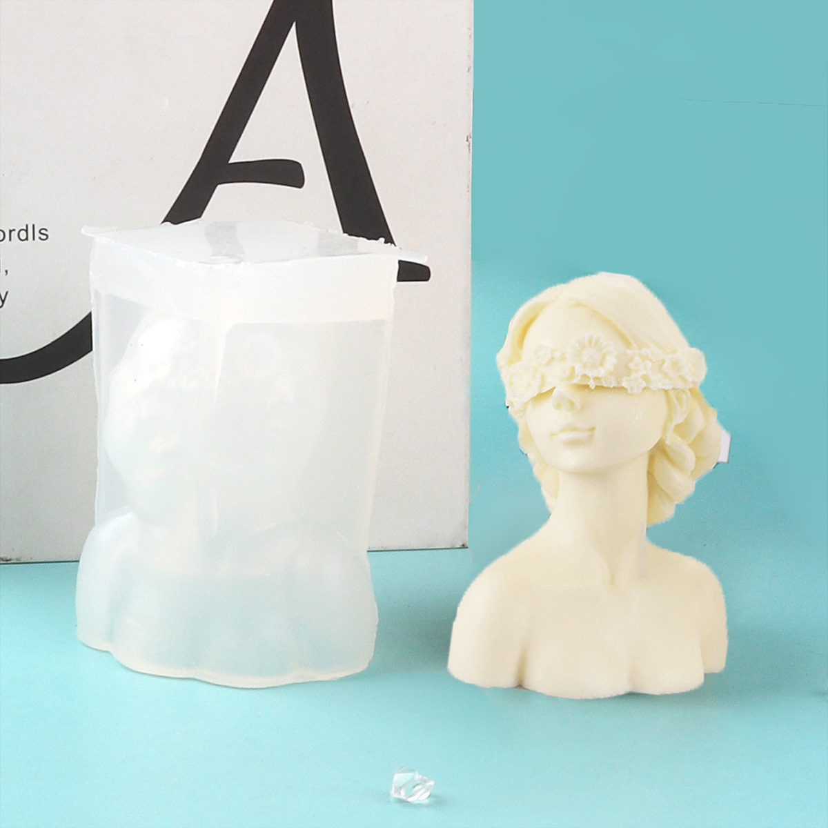 Ojos vendados chica yeso molde de silicona retrato vela decoración Cuerpo Humano ojo cerrado aromaterapia herramienta abrasiva fábrica directa en stock