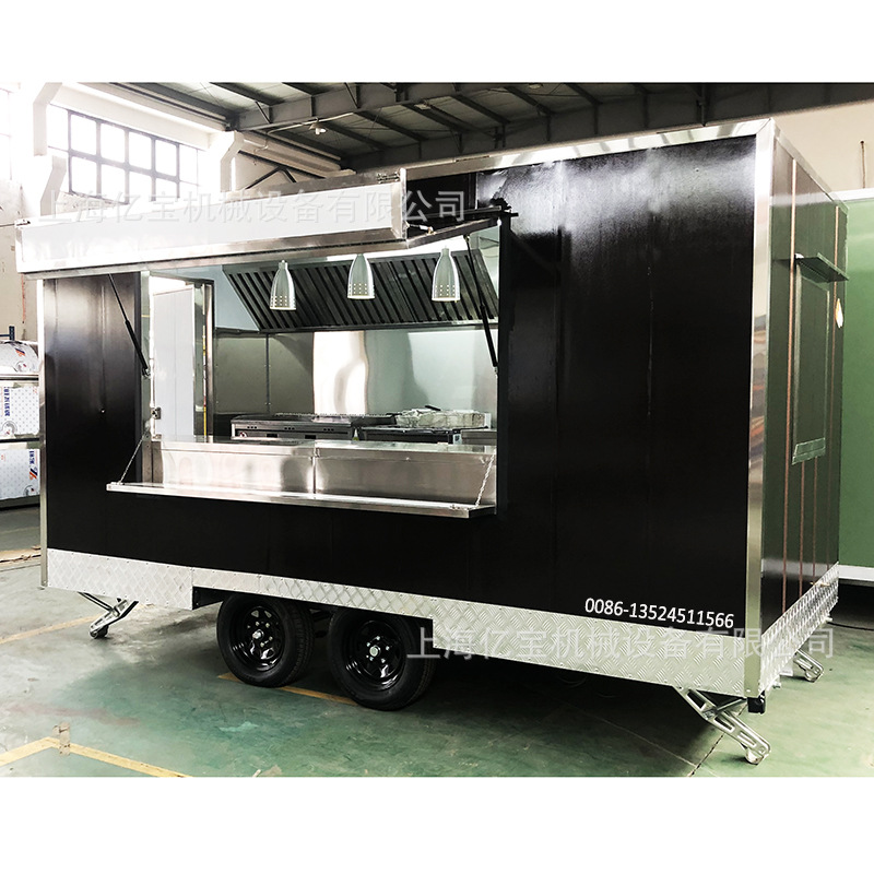 上海亿宝工厂方形车美食烧烤车小吃车售货移动厨房 food trailer