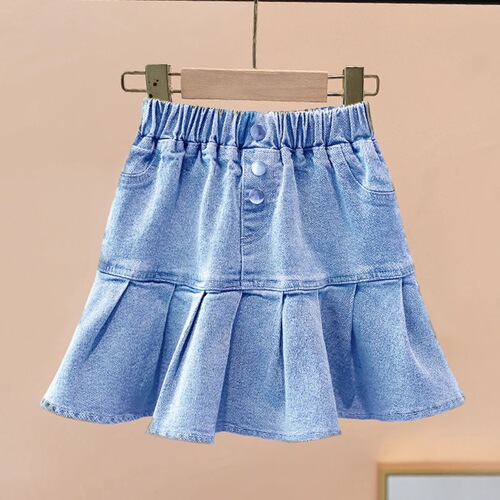 Girls' summer clothing: short-sleeved pure cotton white shirt, thin summer style for primary school students, with bow collar tops and performance half skirts