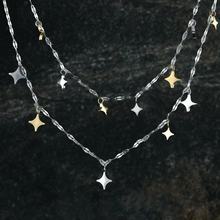 星光闪闪欧美新款双层叠戴式项链钛钢轻奢简约小众感夏天饰品