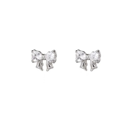 s999 sterling silver trendy high-end bow earrings simple niche design earrings temperament fashion earrings wholesale