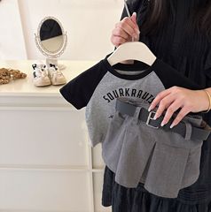 New Children's Clothing for Summer 2024, Korean-Style Children's Clothing, Girls' Letter Print Shoulder T-Shirt, Short-Sleeve T-Shirt, Trendy Style