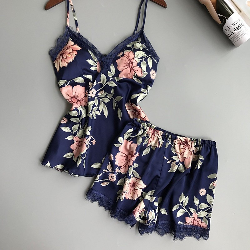 Pijamas sexy de mujer de talla grande europeos y americanos pijamas cómodos pijamas impresos de dos piezas más tamaño fabricante de ropa interior para el hogar 02