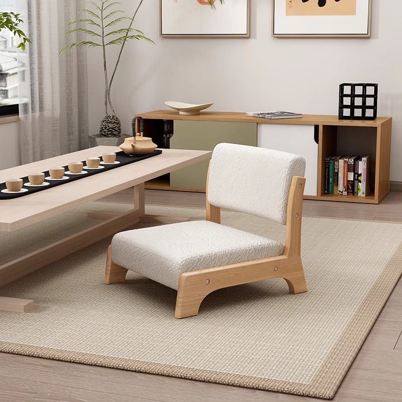 Cama silla confortable, asiento tatami, taburetes de respaldo japonés, silla sin piernas para cama de madera sólida y ventana flotante.