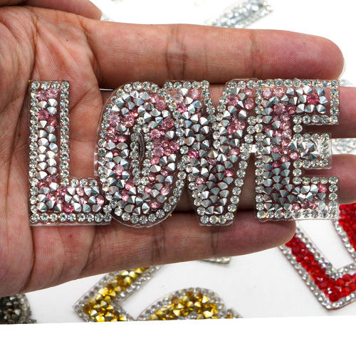 New letter diamond cloth patch LOVE hot diamond clothes and trousers decorative patch cloth exquisite rhinestone hot picture clothing