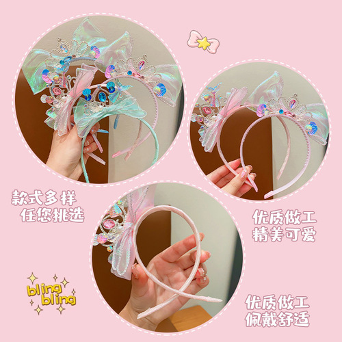 Children's Colorful Mermaid Princess Bow Hair Clip for Girls, Breakable Hair Band for Little Girls, Mermaid Princess Hair Accessories