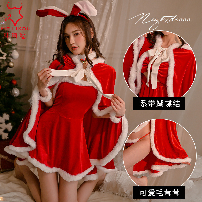 Fun Christmas Dress Women's Clothes Cloak Sweet Girl Red Christmas Dress Sexy cosplay Party Dress 2210