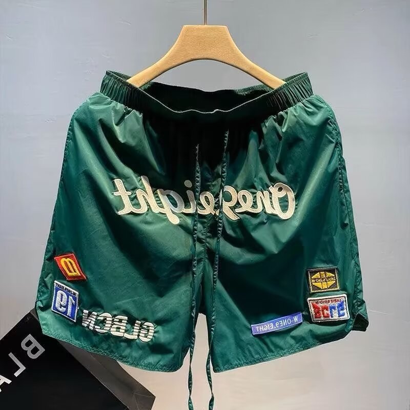 2024 Casual Shorts Men's Summer Loose Letter Print High Street All-match Pants High Street Sports Trendy Pants