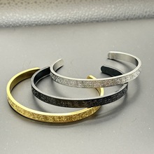 跨境爆款6mm符文手镯阿亚图尔库尔西手镯C型开口环手镯玫瑰金