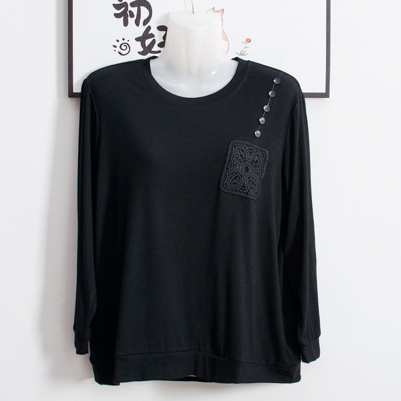 中高年女性のモーダル長袖Tシャツ2025新作秋服ゆったり大きいサイズママ秋服ボトムシャツトップス|undefined