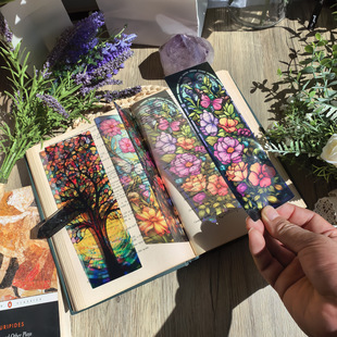 Tgsq001-018 Cross-Border Creative Pvc Colorful Translucent Bookmark Can Transmit Light and Refract Plant Flowers Personalized Bookmark