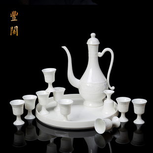 陶瓷酒具套装家用酒壶仿古羊脂玉白瓷中式小酒盅分酒器高脚白酒杯-阿里巴巴