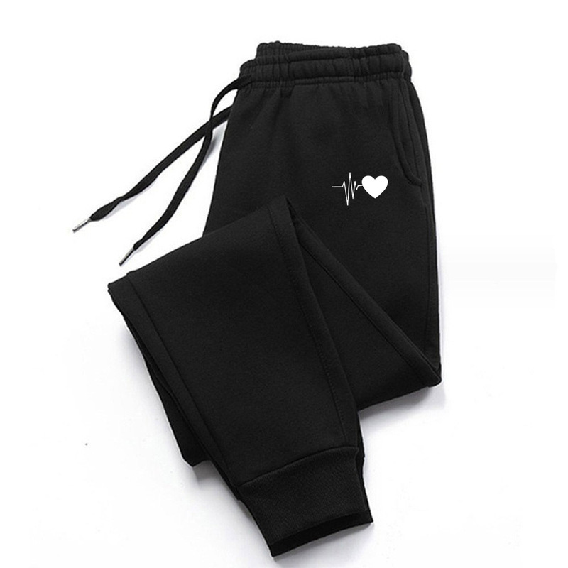 Cross-border heart-patterned breathable sweatpants for men and women, soft jogging pants, fitness sports pants, comfortable pants, stylish loose pants