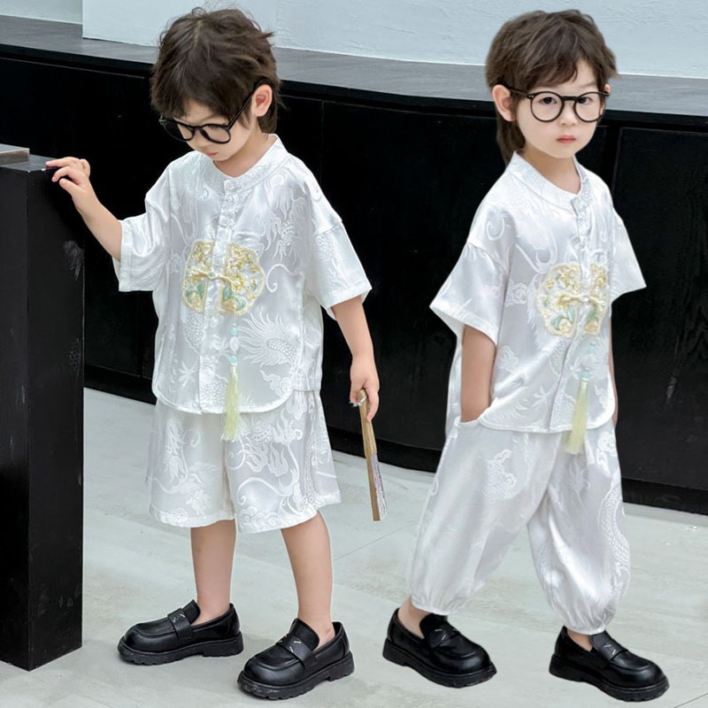 XG017 縁起の良い白龍シャツ+ショートパンツ+ズボン