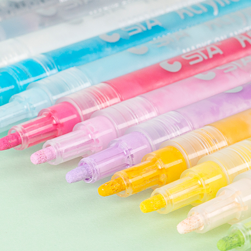 Sta 1100M1mm línea de acrílico marcador traje DIY pintado negro Tarjeta álbum graffiti pluma 24 colores