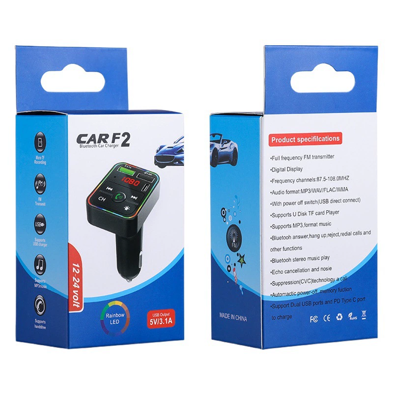 Новый F2 Автомобильный MP3 налобный фонарь Bluetooth Автомобильный MP3-плеер U дисковая карта FM передатчик автомобильное зарядное устройство