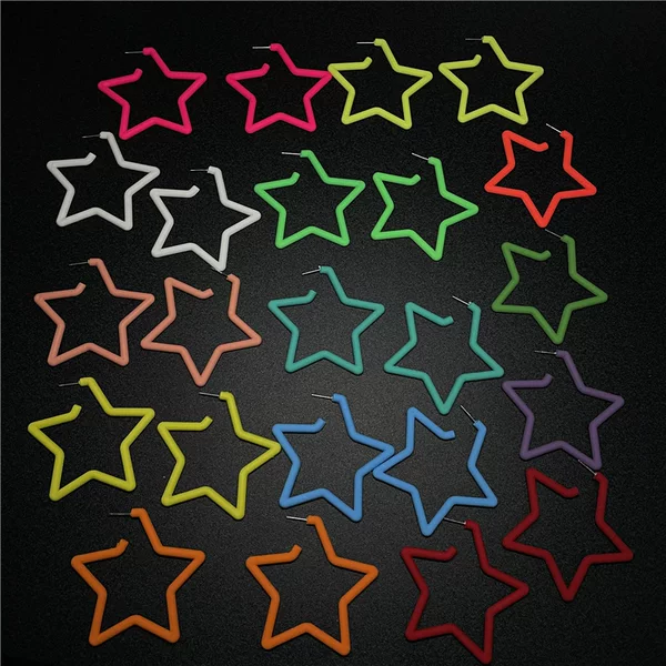 Acrylic Fried Street Earrings Women's Pentagonal S925 Silver Needle Earrings Fashionable Exaggerated Earrings without Earholes Star Ear Clip Earrings