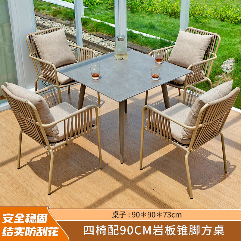 Al Aire Libre mesa y silla patio anticorrosión de madera jardín al aire libre cafetería al aire libre de madera de plástico tabla larga combinación fábrica de Ventas Directas